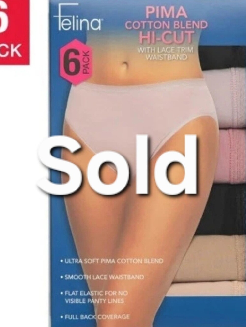 Felina Pima Cotton Blend Hi-Cut Panties - Pink‎ and Black